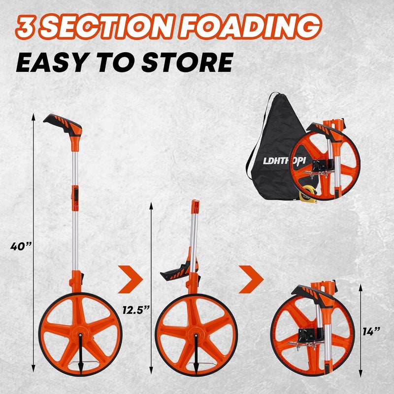 SILVEL 12 Inch Measuring Wheel, MAX9999FT Measuring Wheel in Feet and Inches, One key to Zero Rolling Tape Measuring Wheels, Orange - Image 4